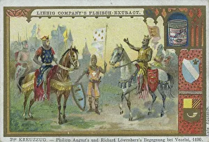 Picture series third crusade, Philip August and Richard the Lionheart meet at Vezelai