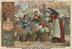 Picture series Dwarf Nose, 1, The evil herb witch buys cabbage and has it carried home by little Jacob