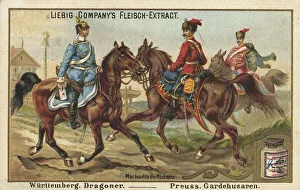 Picture series German Army V. Wuerttemberg Dragoons and Prussian Guard Hussars