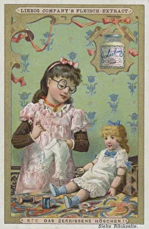 Picture series Girl playing with a doll: the torn panties