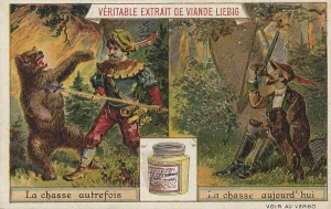 Picture series once and now, hunting of yesteryear