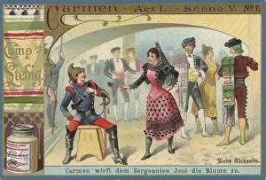 Picture series Opera Carmen, Carmen throws the flower to the sergeant