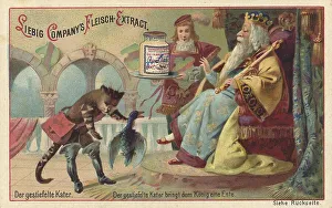 Picture series Puss in Boots, brings a duck to the king