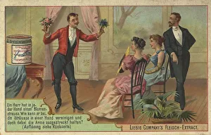 Picture series puzzle, man with bouquets of flowers