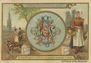 Picture series Riddles, The name of a capital in Europe is hidden in the monogram (Bruxelles)