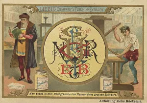 Picture series Riddles, The name of a great inventor is hidden in the monogram (Gutenberg)