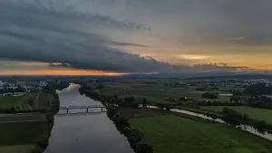 The picture shows a picturesque sunset over the Danube (Lower Bavaria)