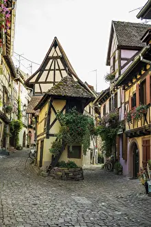 Picturesque village with half-timbered houses