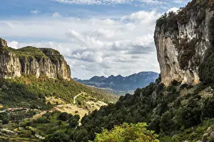 Picturesque village and steep mountains
