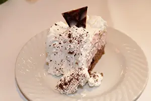 Piece of cream cake on a plate, Germany