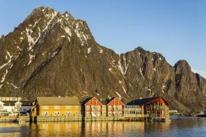 Pier in the harbour of Svolvaer, Austvagoy or Austvagoya, Lofoten, Norway, Europe