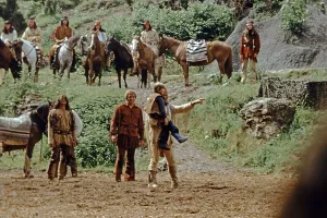 Pierre Brice as Winnetou and other actors in The Treasure in Silver Lake
