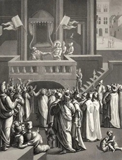 Pilate presenting a scourged Jesus to the people of Jerusalem