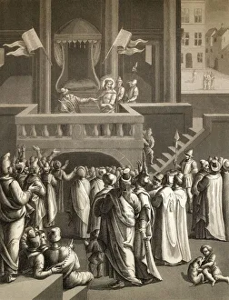 Pilate presenting a scourged Jesus to the people of Jerusalem