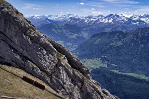 Pilatus railway, steepest cogwheel railway in the world from Alpnach to the Pilatus