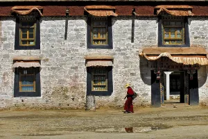 Pilgrim, Samye monastery near Lhasa, Tibet, Asia