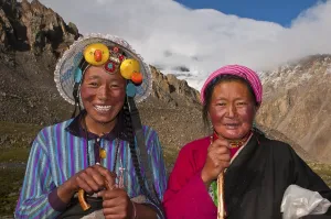 Pilgrims on the Kailash Kora pilgrimage trail