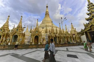Pilgrims at Shwedagon Pagoda, Yangon