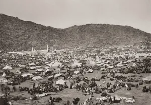 Pilgrims with tents in the Mina Valley near Mecca during the Hajj