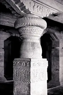 Pillar in Badami caves, Karnataka, India