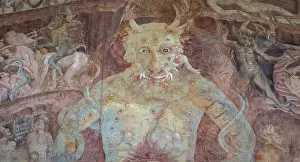 Pisa, Italy, 29 June 2023: Fresco in the Cemetery with Satan and the medieval hell