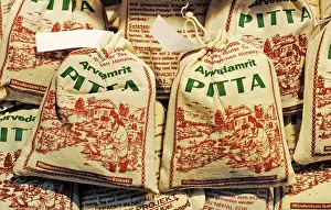Pitta, tea from Nepal, original packaging at a sales stand