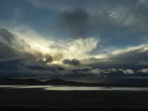 Plain with lakes, evening mood