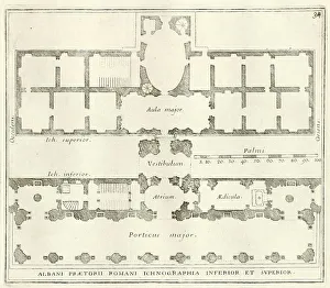 Plan of the ground floor and the first flat of the building Villa Albani