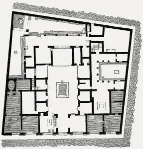 Plan of the House of Sallust, ancient Roman city of Pompeii