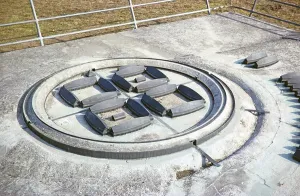 Plan model of the Viking fortress Trelleborg, near Slagelse in West Zealand, Denmark, Europe 1976, Europe