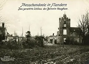 Plasschendaele in Flanders. The destroyed castle of Baroness Vaughan