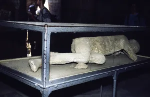 Plaster cast of a corpse in the archaeological site of Roman Pompeii, Italy 1999
