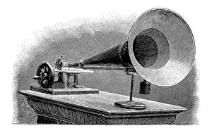Playback gramophone with large bell