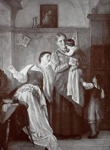 Playing hide and seek, mother hiding behind the grandmother to irritate her daughter