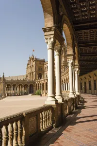 Plaza de Espana, or Spain Square from the gallery of the south wing
