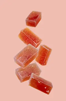 Plum marmalade flies on a beige background