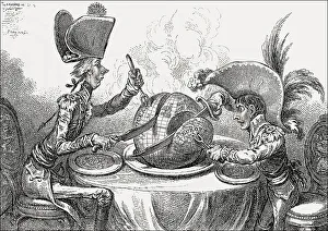 The Plumb-pudding in danger, James Gillray