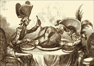 The Plumb-pudding in danger, James Gillray