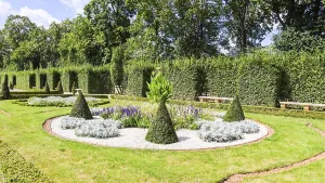 Poland, August 04 2019: Royal Wilanow Palace and garden in Warsaw