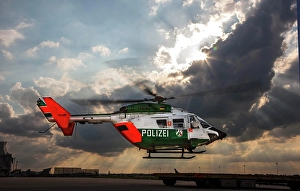 Police helicopter type BK 117 taking off for an operational flight