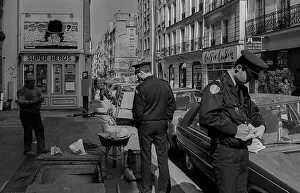 Police officers, construction site