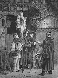 Policeman checking the papers of the three wise men