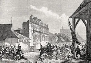 Polish insurgents taking over the town of Kazimierz