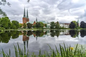 Mill pond and Luebeck Cathedral