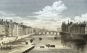 Pont au Change, Paris, antique steel engraved print