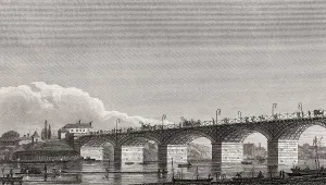 Pont d'Austerlitz, Paris, antique steel engraved print