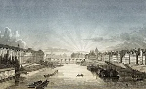 Pont des Arts, Paris, antique steel engraved print