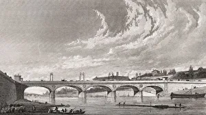 Pont d'Iena, Paris, antique steel engraved print