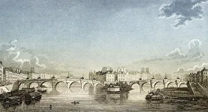 Pont Neuf, Paris, antique steel engraved print