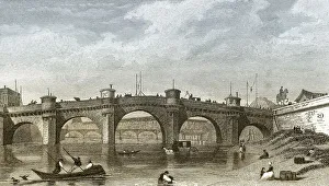Pont Neuf, Paris, antique steel engraved print
